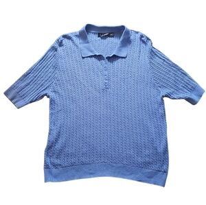 Lauren Ralph Lauren Women's Cable Knit Periwinkle Short-Sleeve Polo Top Size XXL